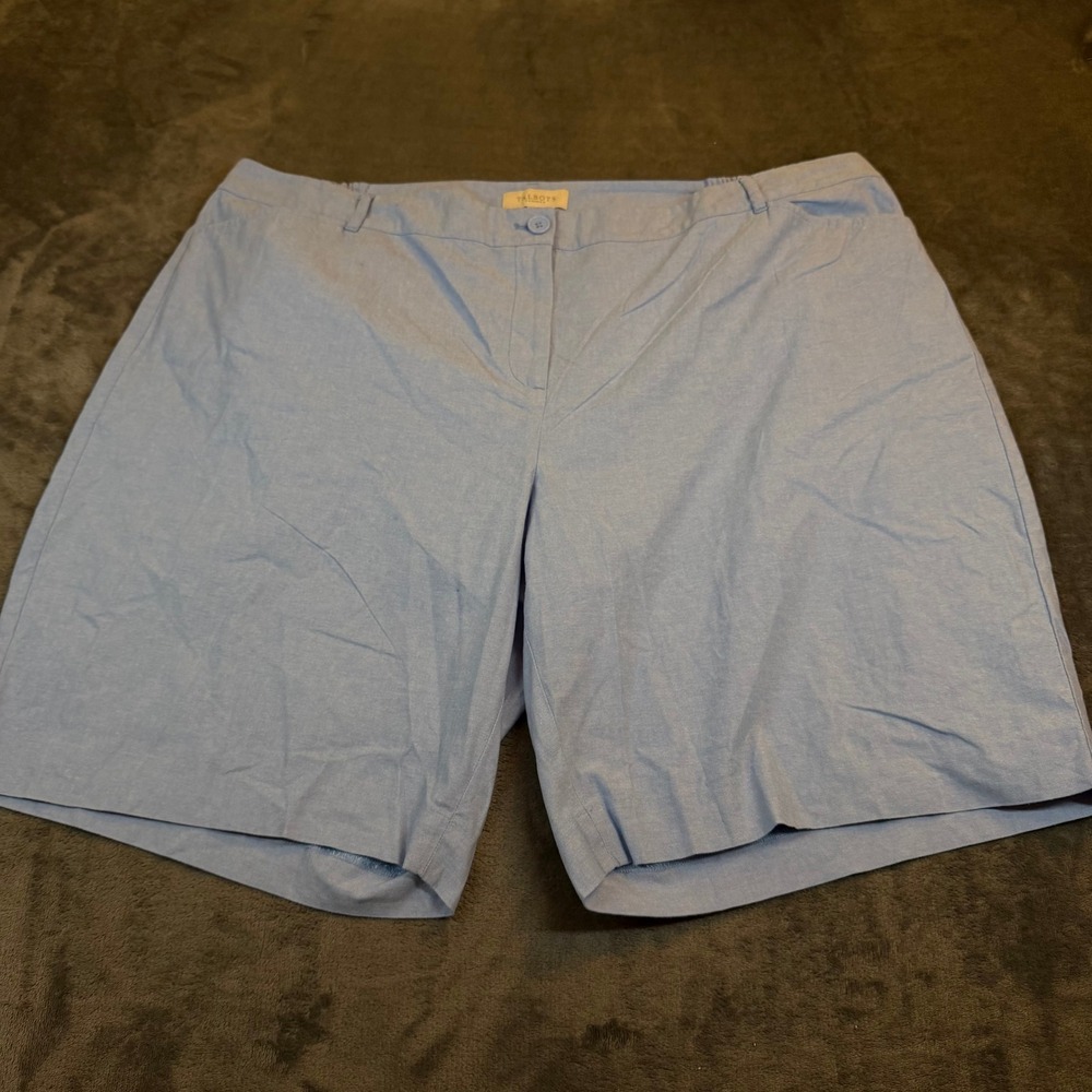 Talbots‎ Plus Bermuda Shorts Womens 24W Blue Elastic Back Casual Cotton